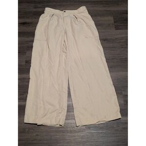 Banana Republic Wide Leg Pull On Pants Womens S Cream Beige Elastic Waist Office